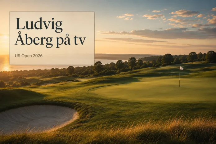 Ludvig Åberg på tv i US Open