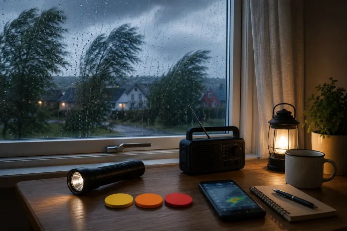 gul orange röd varning