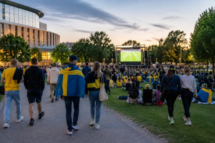 Sverige - Frankrike på storbild i Malmö
